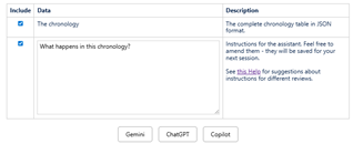 a table on the AI assistants page
